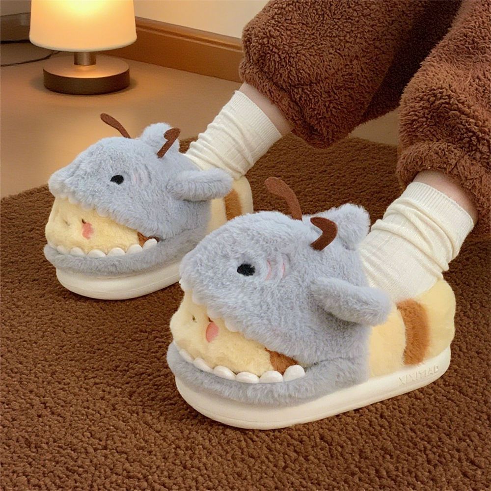 Women'S Shoes Cloud - รองเท้าแตะลายฉลามและผึ้งสุดน่ารัก รุ่นใหม่ รองเท้าสำหรับใส่ในบ้านแบบนุ่มสบาย สำหรับทุกเพศ รองเท้าแตะแบบปิดส้นสำหรับผู้หญิง ฤดูหนาว