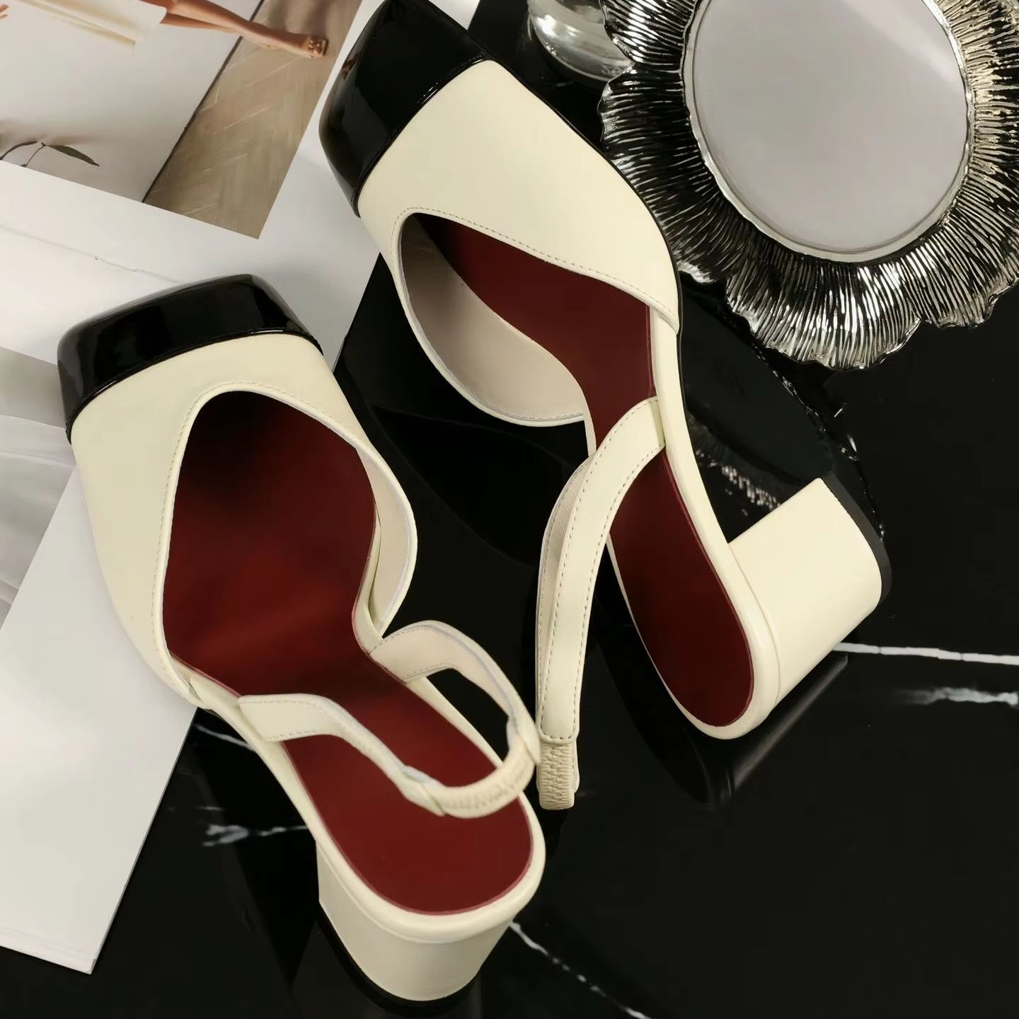 รองเท้าส้นสูงแบบสลิงแบ็คสำหรับ - Women Shoes Black บทวิจารณ์และราคา