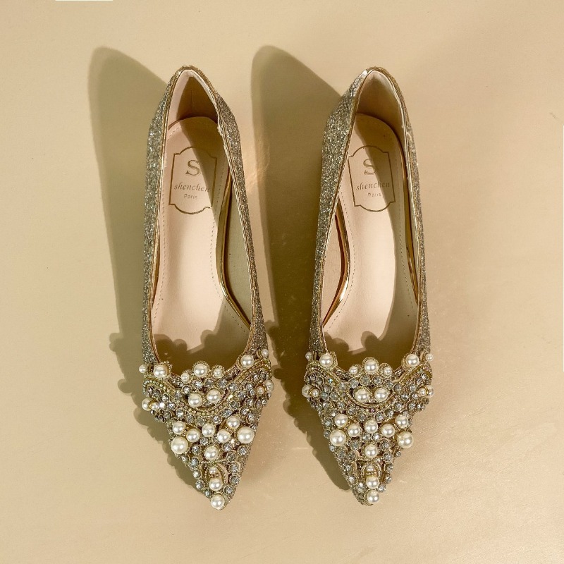 รองเท้าส้นตึกประดับคริสตัลหรูห - Women'S Shoes Non Slip บทวิจารณ์และราคา