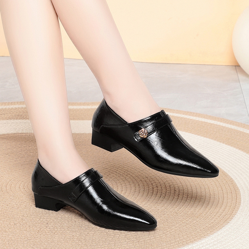 รองเท้าหนังนุ่มสไตล์วินเทจ ระบ - Women Shoes Black บทวิจารณ์และราคา