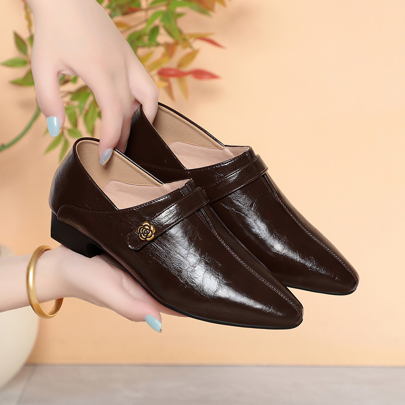 รองเท้าหนังนุ่มสไตล์วินเทจ ระบ - Women Shoes Black บทวิจารณ์และราคา