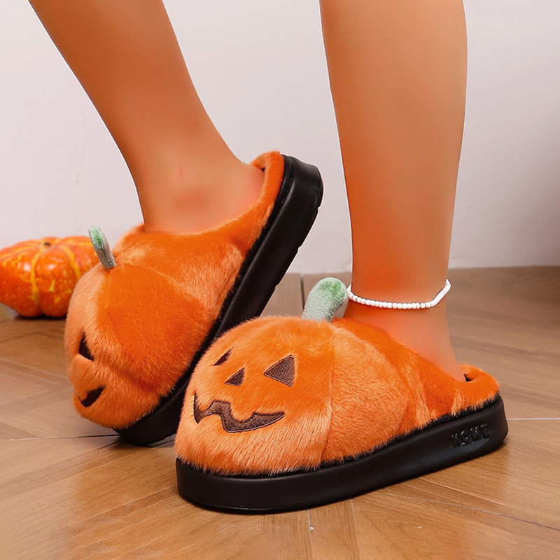 รองเท้าแตะผ้ากำมะหยี่ลายฟักทอง - Women Shoes On Sale บทวิจารณ์และราคา