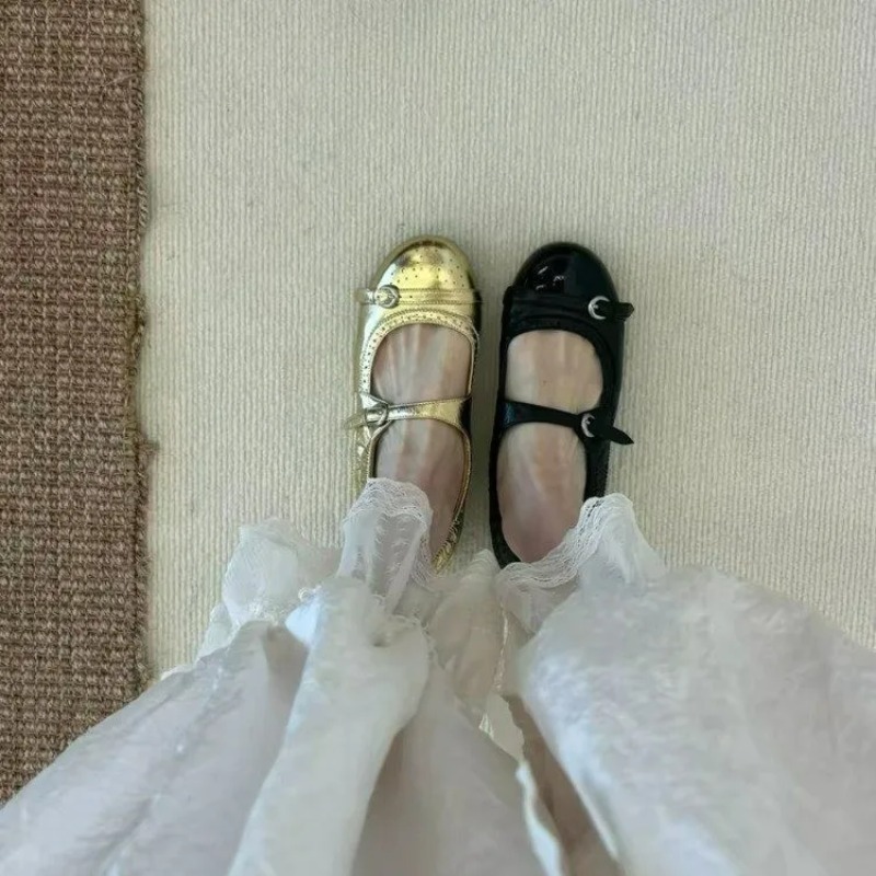 รองเท้าหนังแบบแมรี่เจนหัวกลม ส - Women'S Shoes Non Slip บทวิจารณ์และราคา